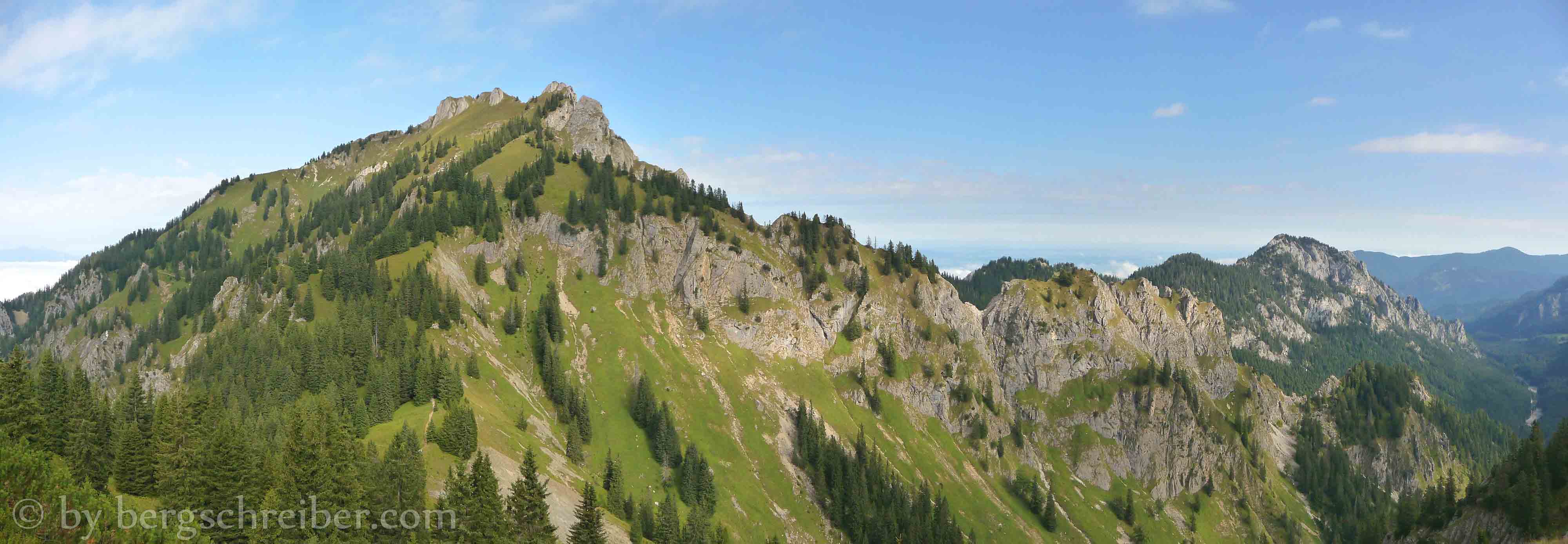 Ahornspitze Gipfelblick: Tegelberg und Schönleitenschrofen
